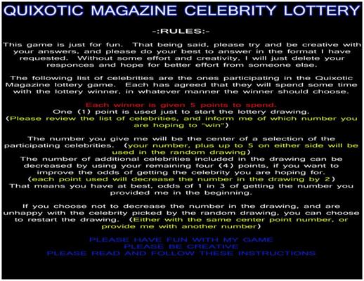 Quixotic Magazine Lottery Game