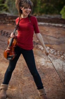 whore lindsey stirling flaunting her pert titties in a tight top