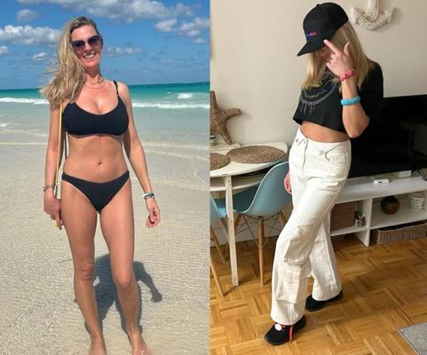 Nicole Trentenaire Strip-teaseuse Bikini noir serré pour un défi de branlette