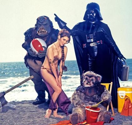 Sessão fotográfica da praia da Princesa Leia com Carrie Fisher