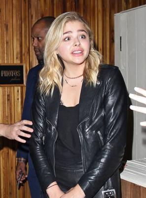 Chloe Grace Moretz - Out in leather.