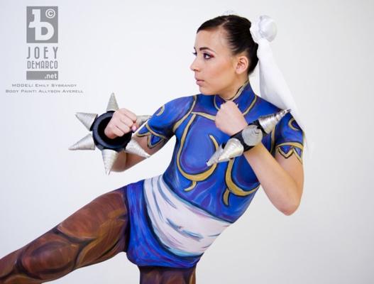 Chun Li Street Fighter Cosplay Body Art Paint