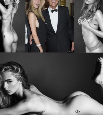 CFND Bekleideter Vater Nackte Tochter CARA DELEVINGNE