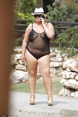 Gemma Collins in mesh swimsuit