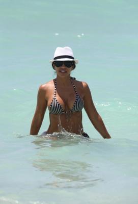 Vida Guerra in Bikini on the Beach in Miami