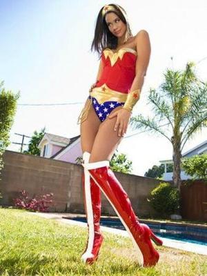 wwe diva aj lee as superheroine wonder woman