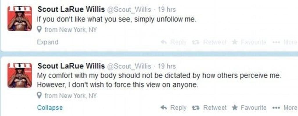 Scout Willis nackt protestiert gegen Kleidung?