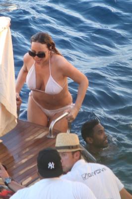 Mariah Carey in white bikini