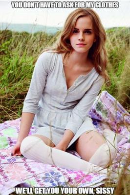 More Emma Watson sissy captions