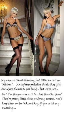 Girls Aloud sissy femdom transformation captions