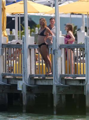 Uma Thurman in Black Bikini in Miami