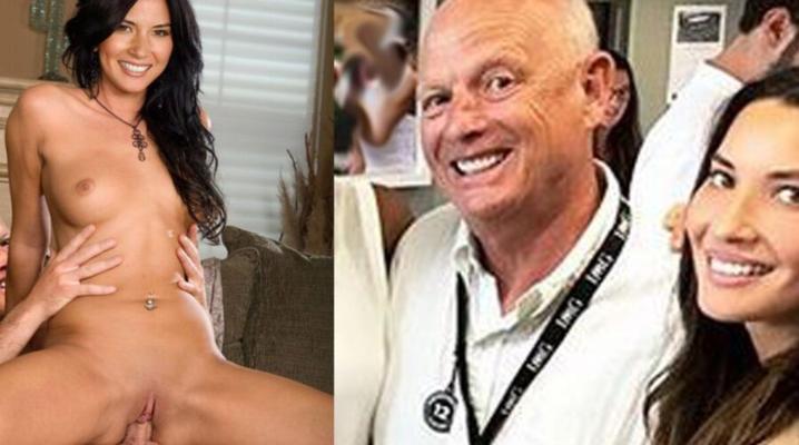 CELEBS HACEN INCESTO Olivia Munn sentada en el regazo de su papá