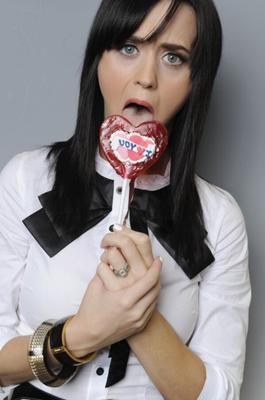 Katy Perry blowing bubbles