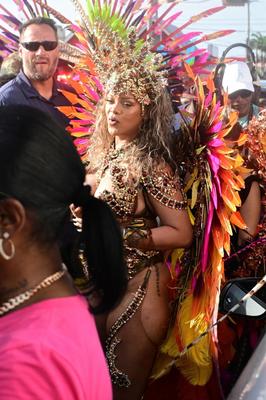 Rihanna hot cleavage at the carnival in Barbados 08/05/2024