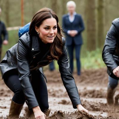 A.I. Kate Middleton Leather Fun in the mud